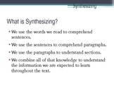 Reading Comprehension Strategy - Synthesizing Texts