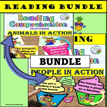 Preview of Reading Comprehension Summer Bundle:  Animals in Action and People in Action