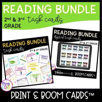 Preview of Reading Comprehension Task Card Bundle 2nd & 3rd Grade Printable & Digital Boom