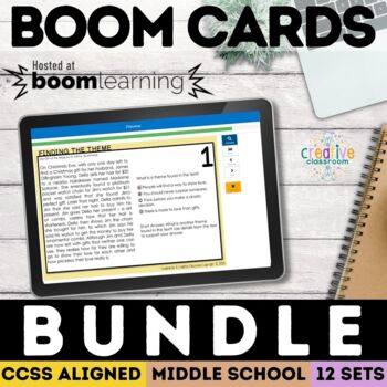 Preview of Reading Comprehension Test Prep Task Card Bundle for Digital Boom Cards