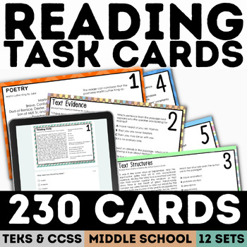 Preview of Reading Comprehension Task Cards Passages with Multiple Choice Fun Activities