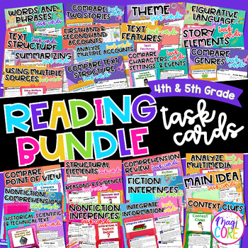 Preview of Reading Comprehension Task Cards Bundle - 4th & 5th Grade Centers & Activities