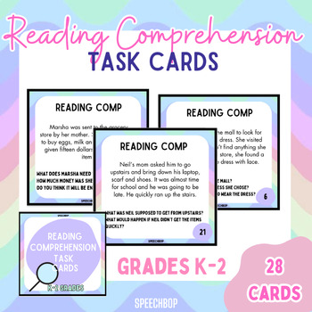 Preview of Reading Comprehension Task Cards- Grades K-2 {common core aligned}