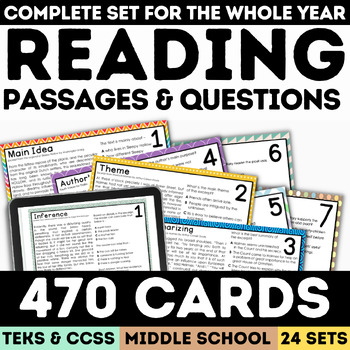 Preview of Short Stories with Comprehension Questions Task Cards ELA Stations Small Groups