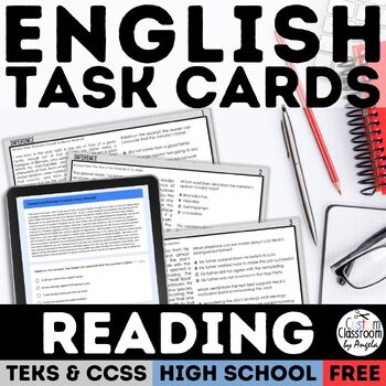 Preview of Reading Comprehension Task Cards | STAAR Test Prep | Print & Google | FREE