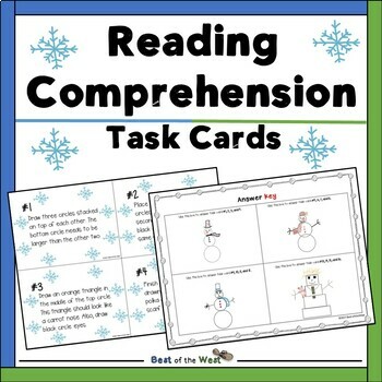 Preview of 2nd, 3rd, and 4th Grade Reading Comprehension Task Cards - Winter Activity