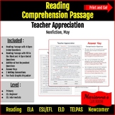Reading Comprehension - Teacher Appreciation