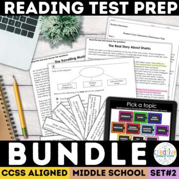 Preview of Reading Comprehension SBAC & CAASPP Test Prep Assessments 6th 7th 8th Grade
