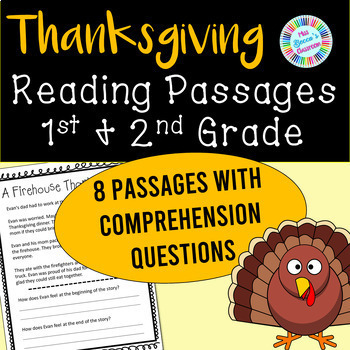 Preview of Reading Comprehension Thanksgiving Passages and Questions | 1st Grade 2nd Grade