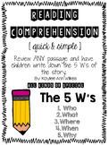 Reading Comprehension The Five W's