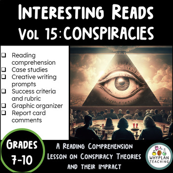 Preview of Middle School Reading Comprehension | Conspiracy Theories | Grades 7-10