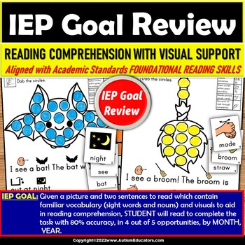Preview of Reading Comprehension Visuals AUTUMN Fine Motor IEP Goal Review for Autism
