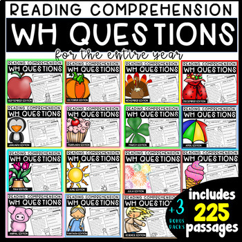 Preview of Reading Comprehension WH Questions {BUNDLE} 3 levels