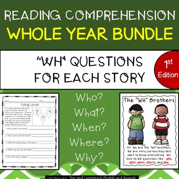 Preview of Reading Comprehension "WH" Questions (w/digital option)-1st Ed.Distance Learning