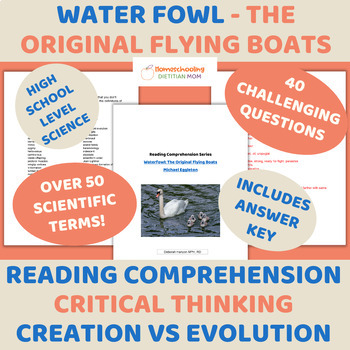 Preview of Reading Comprehension - Waterfowl the Original Flying Boats