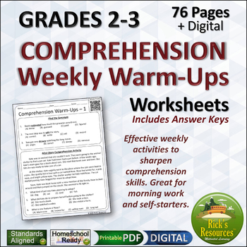 Preview of Reading Comprehension Weekly Warm-ups - Grades 2-3 - Print and Digital Resources