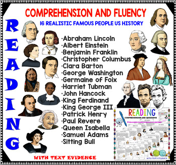 Preview of Reading Comprehension With Questions-16 Realistic Famous People US History