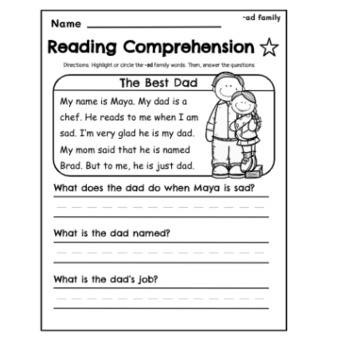 Reading Comprehension Word Family by Blooming Into Primary | TPT