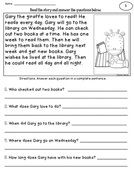 Reading Comprehension Worksheets by Teacher's Take-Out | TpT