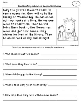 reading comprehension worksheets by teacher s take out tpt