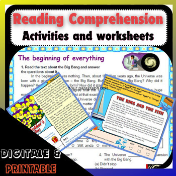 Preview of Reading Comprehension Worksheets & Activities 'Digital & Print '