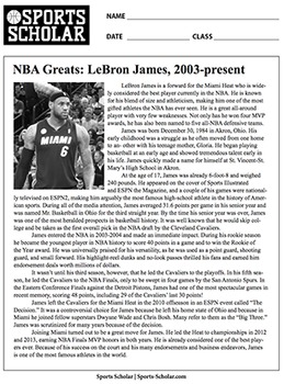 sports reading comprehension worksheets common core basketball greats