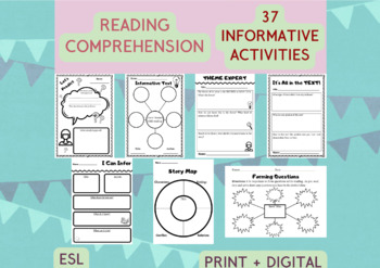 Preview of Reading Comprehension Worksheets, ESL, Writing Activity, All Story & Novels