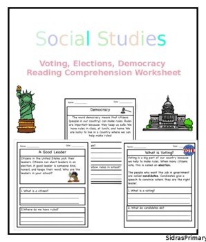 Preview of Reading Comprehension Worksheets - Elections, Voting, and Democracy