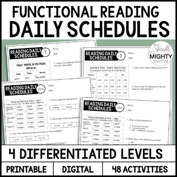 Preview of Reading Comprehension Worksheets, Informational Texts- Reading Schedules