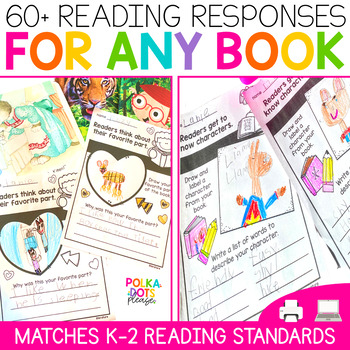 Preview of Reading Comprehension Worksheets for ANY BOOK for Kindergarten 1st & 2nd grade