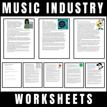 Preview of Reading Comprehension Worksheets : the Music Industry