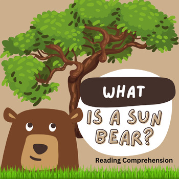 Preview of First Grade What is a Sun Bear? Reading Comprehension + Writing 