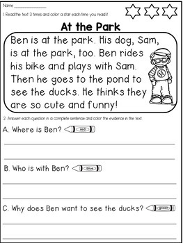 First Grade Reading Comprehension Passages by Dana's ...
