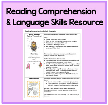 Preview of Reading Comprehension and Language Skills Resource