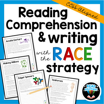 Preview of Reading Comprehension Passages and Questions + RACE Strategy Practice Worksheets