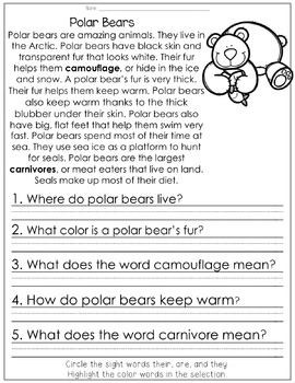 Reading Passages with Comprehension Questions for January | Differentiated