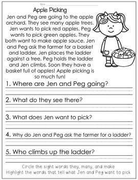 Reading Comprehension For Little Learners September Edition 