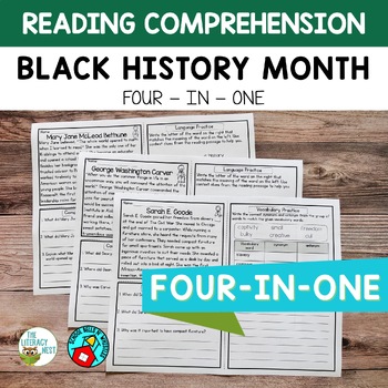 Preview of Reading Comprehension for Upper Elementary Black History Month Reading Passages