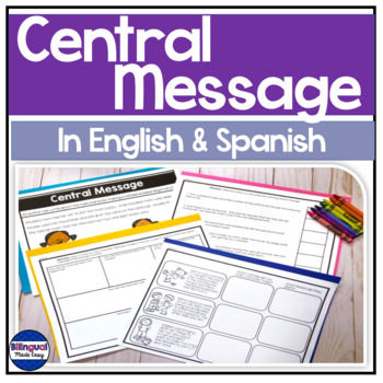 Preview of Reading Comprehension in English & Spanish Central Message Theme