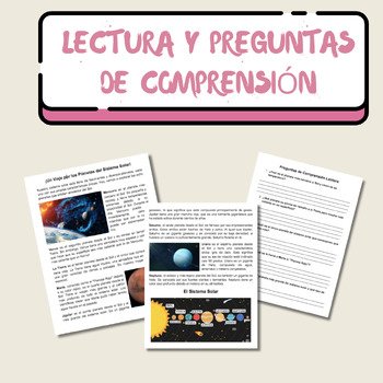 Preview of Reading Comprehension in Spanish - Comprensión de lectura - El sistema solar