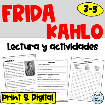 Preview of Reading Comprehension in Spanish - Hispanic Heritage Month - Frida Kahlo