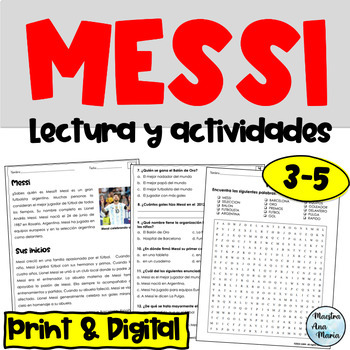 Preview of Reading Comprehension in Spanish - Hispanic Heritage Month - Lectura Messi