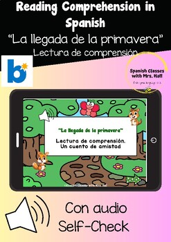 Preview of Reading Comprehension in Spanish - La llegada de la primavera en BOOM CARDS