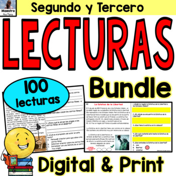 Preview of Reading Comprehension in Spanish Lecturas Google Classroom Print and digital