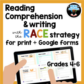 Preview of Reading Comprehension & the RACE Strategy 4-6 Google Forms