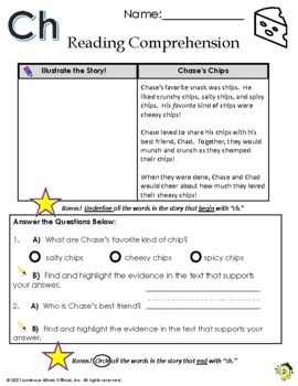 Preview of Reading Comprehension with Ch | Test Prep with Digraphs