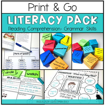 Preview of PRINT & GO Literacy Pack: Reading Comprehension & Grammar Skills {EDITABLE}