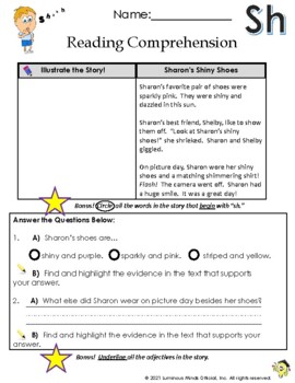 Preview of Reading Comprehension with Sh | Test Prep with Digraphs