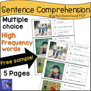 Preview of Reading Comprehension with Sight Word Sentences Grade 2 Special Education
