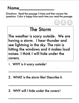 Reading Comprehension with WH Questions and Easy Inference Questions Set 7